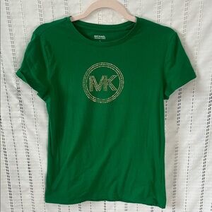 Michael Kors Emerald Green Tee with Gold MK Logo